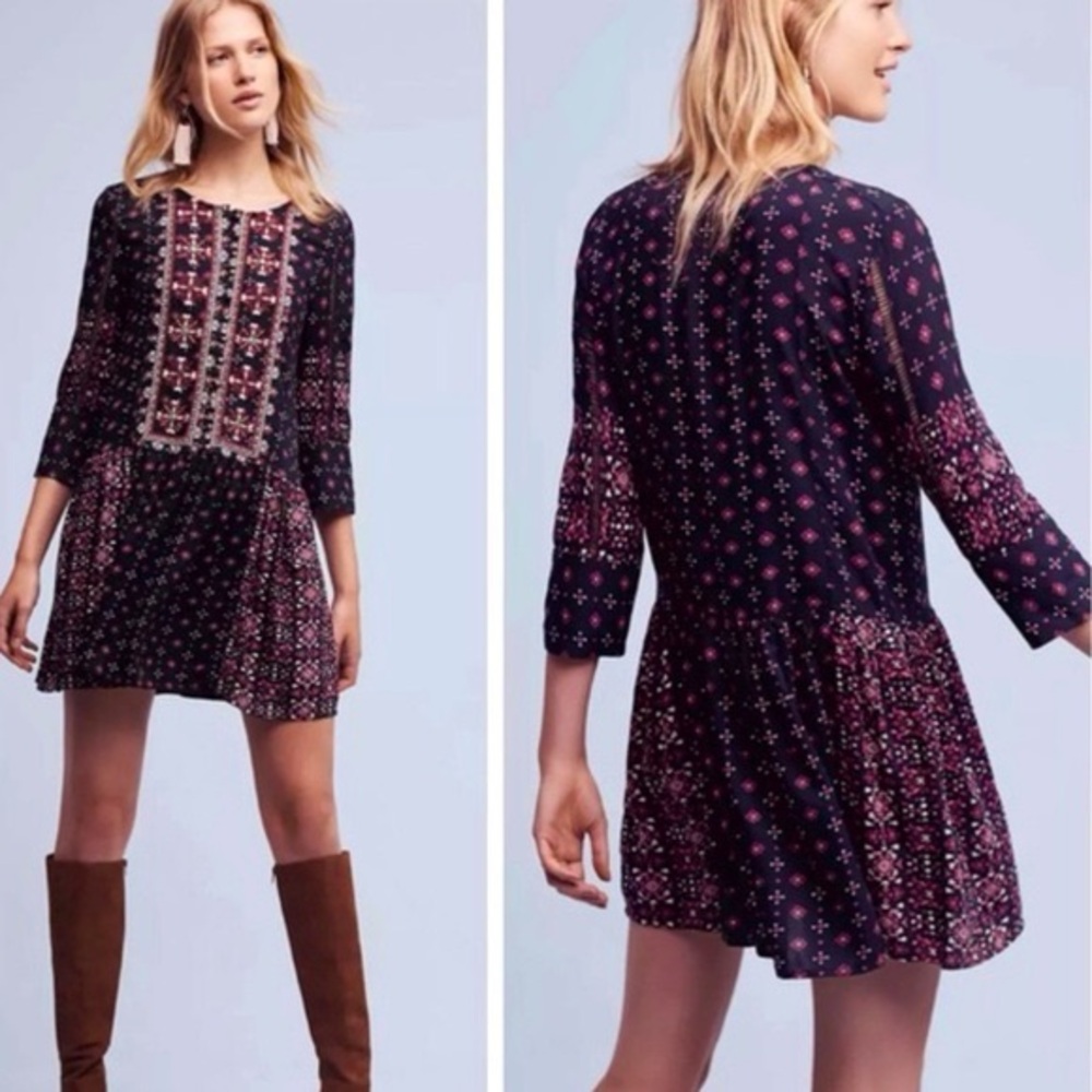 Anthropologie Navy and Red Mini Dress - Picture 2 of 9